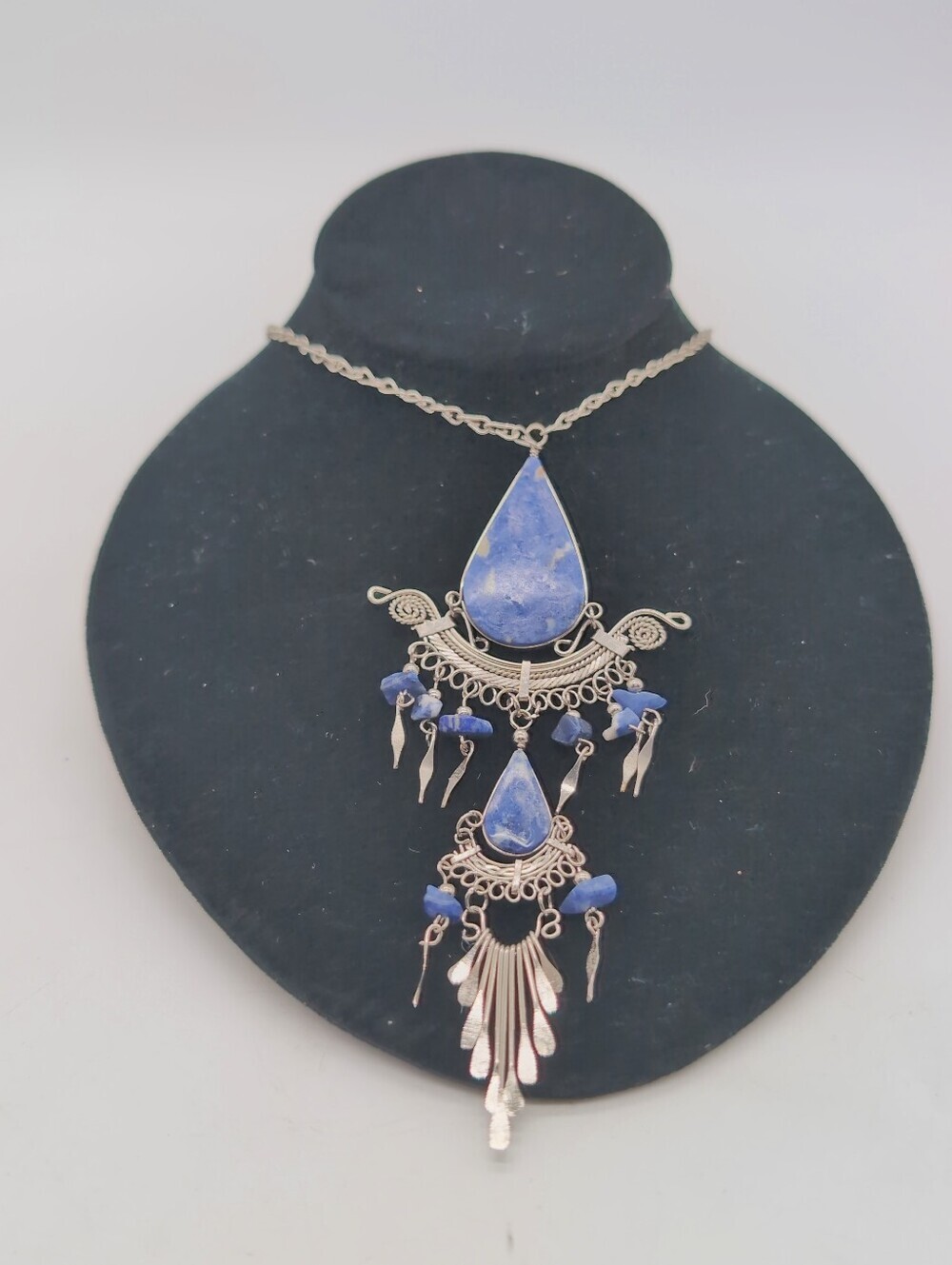 Blue Teardrop Statement Pendant Necklace - Women Jewelry 19 In Chandelier